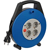 Brennenstuhl Vario-Line enrollacables doméstico con 4 enchufes (cable de 10 m- alargador enrollable- protección de corte…